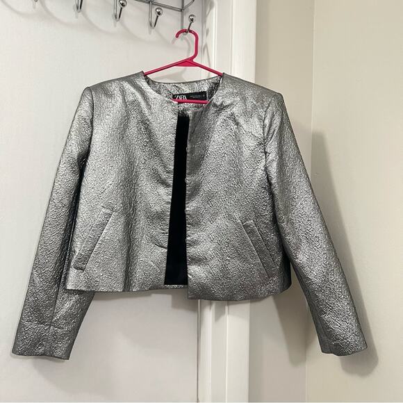 Zara Silver Metallic Coated Jacket - Picture 7 of 9